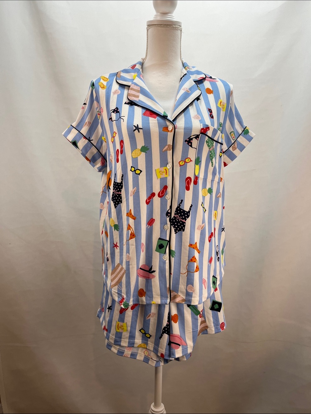Kate Spade New York Beach Trip Cabana Stripe Pajama Set Size M NWT